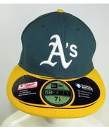 Oakland Athletics A&#39;s New Era Hat Green Yellow Size 7 1/8 59Fifty Cool Base - £20.87 GBP