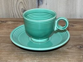 Fiestaware Vintage Medium Green Cup and Saucer rings inside cup  - £21.99 GBP