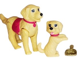 Barbie Strollin Dog Pups Taffy Pet Golden Retriever Dogs Figures Set - $6.43