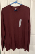 Old Navy Long Sleeve Men&#39;s Burgundy Soft Washed Tee Shirt Size XL NWT - £11.19 GBP