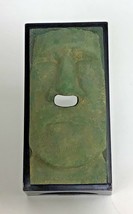 Tiki Tissue Box Holder Green Faux Stone Rotary Hero Inc Easter Island Mo... - $19.46