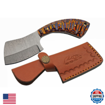 SANZ Damascus 6.25" Cleaver Hunting Knife - Pakkawood Handle &amp; Sheath - $49.66