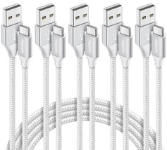 White USB C Cable 5 Pack 3 3 6 6 10 ft USB to USB C Cable Fast Charging C Charge - £16.35 GBP