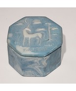 VTG Robert Nemith Unicorn Blue Soapstone Jewelry Octagon Trinket Box w Lid - £15.80 GBP