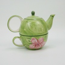 April Cornell Ceramic Tea Coffee Cocoa Service Cup and Pitcher Nesting Set Green - £14.91 GBP