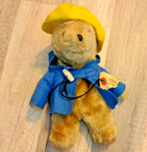 Vintage Padding Bear,10&quot; tall, Eden Toys Yellow Hat Blue Coat - $7.03