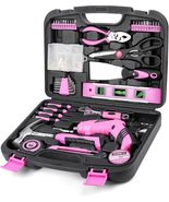 Pink Household Tool Set with 3.6V USB Electric Screwdriver, 136 PCS Home... - $35.99