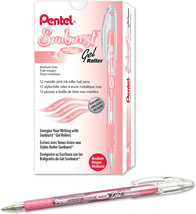 NEW Pentel Arts 12-Pack Sunburst Metallic Gel Pens PINK Ink Medium Line K908-MP - £14.66 GBP