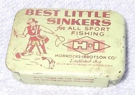 Vintage Best Little Sinkers Tin Horrock Ibbotson Co For All Sport Fishing  - £7.15 GBP