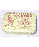 Vintage Best Little Sinkers Tin Horrock Ibbotson Co For All Sport Fishing  - £7.07 GBP