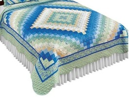 Reversible ~ Classic Diamond Patch Medallion Quilt ~ Full/Queen Size Quilt - £30.76 GBP