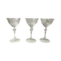 Vintage Mayfair Etched Clear Glass Set Of 3 Cups Shampagne Glasses 1 OZ ... - £23.58 GBP