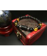 Cancer Spirit Gemstone Bracelet, Citrine, Black Obsidian, Matte Black Beads - $30.31