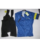 Moxilyn Cycling Jersey Full Zip Back Pocket Padded Bib Shorts Blue Yello... - $459.32 MXN