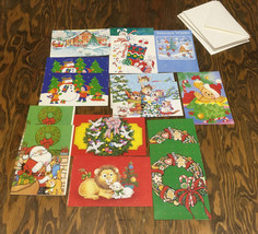 Vintage Christmas card lot bright color mixed lot holiday greeting cards  - $19.75