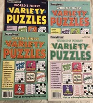 Lot of 4 Penny Press World's Finest Variety Puzzles Puzzle Books 2019 2020  - £18.34 GBP