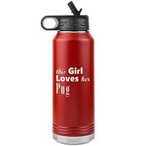 Pug - 32oz Insulated Water Bottle - Red - £33.22 GBP