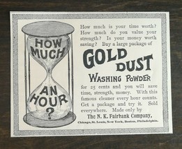 Vintage 1895 Gold Dust Washing Powder The N.K. Fairbank Company Original... - $6.64