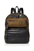 John Varvatos Star USA Men&#39;s Patchwork Backpack Zip Front Camo Leopard Leather - £147.55 GBP