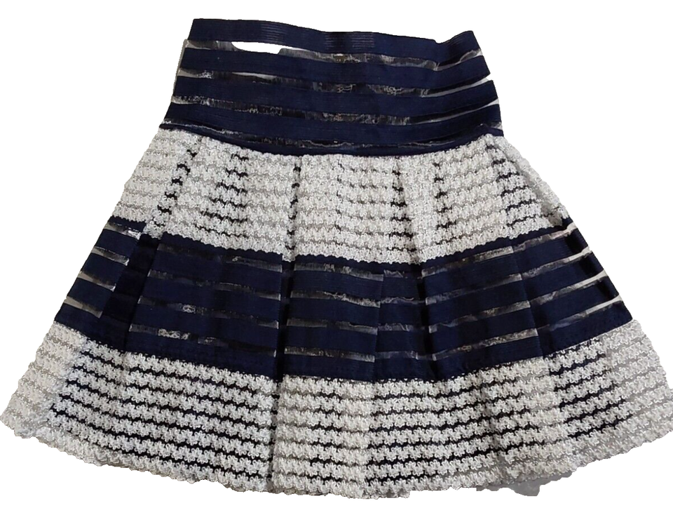 Emma & Elsa Kids Girls Navy and Cream Inserts Holiday Party Skirt ~ 10/12 ~ NWT