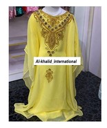 Kaftan  Wedding Moroccan Girls Georgette Kids Ramadan Yellow Dress Dubai... - $1,348.78 MXN
