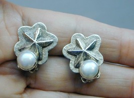 Amy Kahn Russell AKR Sterling Starfish &amp; Pearl Clip Earrings - £99.91 GBP