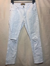 Platform Men&#39;s 32X30 White Platform Jeans Skinny Distressed Knee Pants A92 - $19.79