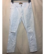Platform Men&#39;s 32X30 White Platform Jeans Skinny Distressed Knee Pants A92 - $376.79 MXN