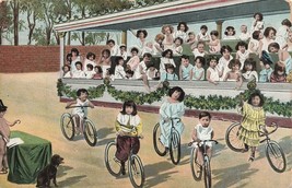 Girl Babies Bicycle RACE-SPECTATORS In STANDS~1906 Fantasy Postcard - £15.62 GBP