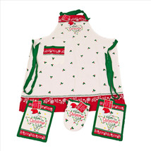 Kay Dee Texas Christmas Holiday Apron Pot Holder Grabber Mitt Set - $14.84