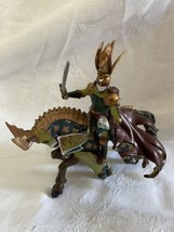 Vintage Papo Green gold castle Knight figure with horse 2007 - £14.71 GBP