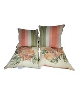 Vintage Lot 4 Waverly Tropical Floral Reversible Striped Throw Accent Pi... - £146.36 GBP