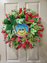 Frog Themed Wreath, Deco Mesh, Home Decoration, Unique Free Shipping - £47.68 GBP