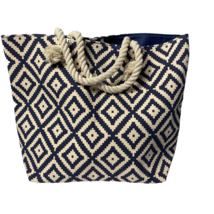 Summer &amp; Rose Cotton Rope Handled Tote NWOT Navy/Ivory - $10.44