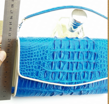 Women BLUE Crocodile Alligator Leather BAG, Handbag Bag/ Holster/ Shoulder Bag - £159.49 GBP