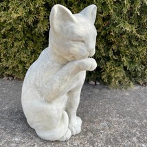 Cement Cat Statue Garden Decor 12" Large Outdoor Concrete Statuary Stone Lawn Or - $67.25