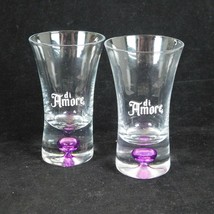 Set of 2 di Amore Purple Bubble Clear Shot Glasses 3.5 inches tall 2 inches wide - £9.28 GBP