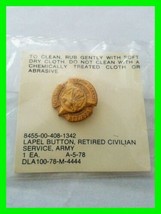 Vintage 1978 Retired Civilian Service Lapel Pin, Department of The US Army - $14.84
