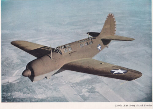 Primary image for Curtiss A-25 Army Attack Bomber VTG 1940s 10.5x13" Paper Photo Airplane Print