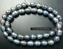 Gray Iris freshwater RICE shaped pearl beads 7MMX8MM Baroque Rice 15 inch BS021 - £5.38 GBP
