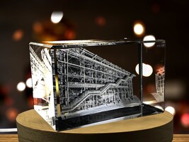 LED Base included | Le Centre Pompidou 3D Engraved Crystal Keepsake Souvenir - $22.09 - $220.98