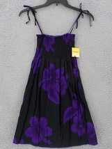 FAVANT SUNDRESS GIRLS SZ 8 SPAGHETTI STRAP BLACK PURPLE HIBISCUS FLORAL NWT - $14.99