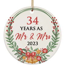34 Years As Mr And Mrs 34th Weeding Anniversary Ornament Christmas Gifts Decor - £12.01 GBP