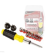 New 34Pc Ratchet Screwdriver Phillips Square Slotted Bits Tools Set - $13.70
