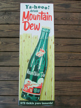 Mountain Dew Vertical Bottle Sign Yellow Yahoo It&#39;ll Tickle Your Innards - £57.43 GBP