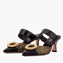 The Valencia Black & Gold Jewel Heel Women Mule Sandal image 2