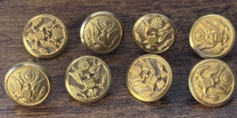 LOT(8)VINTAGE (SMALL) US Army Seal Metal Buttons WATERBURY/SUPERIOR QUAL... - £26.76 GBP