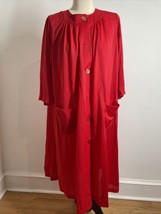 Shadowline S Red Nylon Button-Front Midi Robe House Coat Lingerie - £26.80 GBP