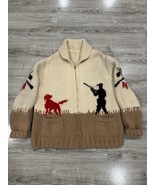 Pheasant Hunter Hand Knit Cowichan Sweater Zip Up Cardigan 27” Chest Vtg - $133.64