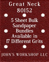Great Neck 80152 - 1/4 Sheet - 17 Grits - No-Slip - 5 Sandpaper Bulk Bundles - $4.99